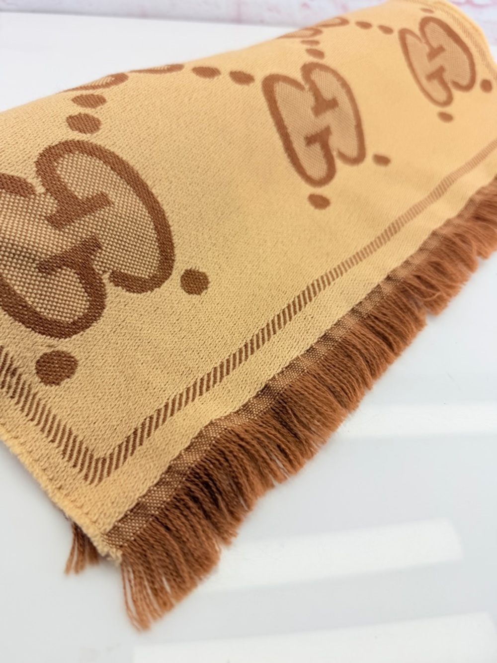 Gucci Giant GG Reversible Fringe Wool Scarf - Picture 2 of 12